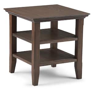 Acadian Solid Wood 19 in. Wide Square Transitional End Table in Farmhouse Brown