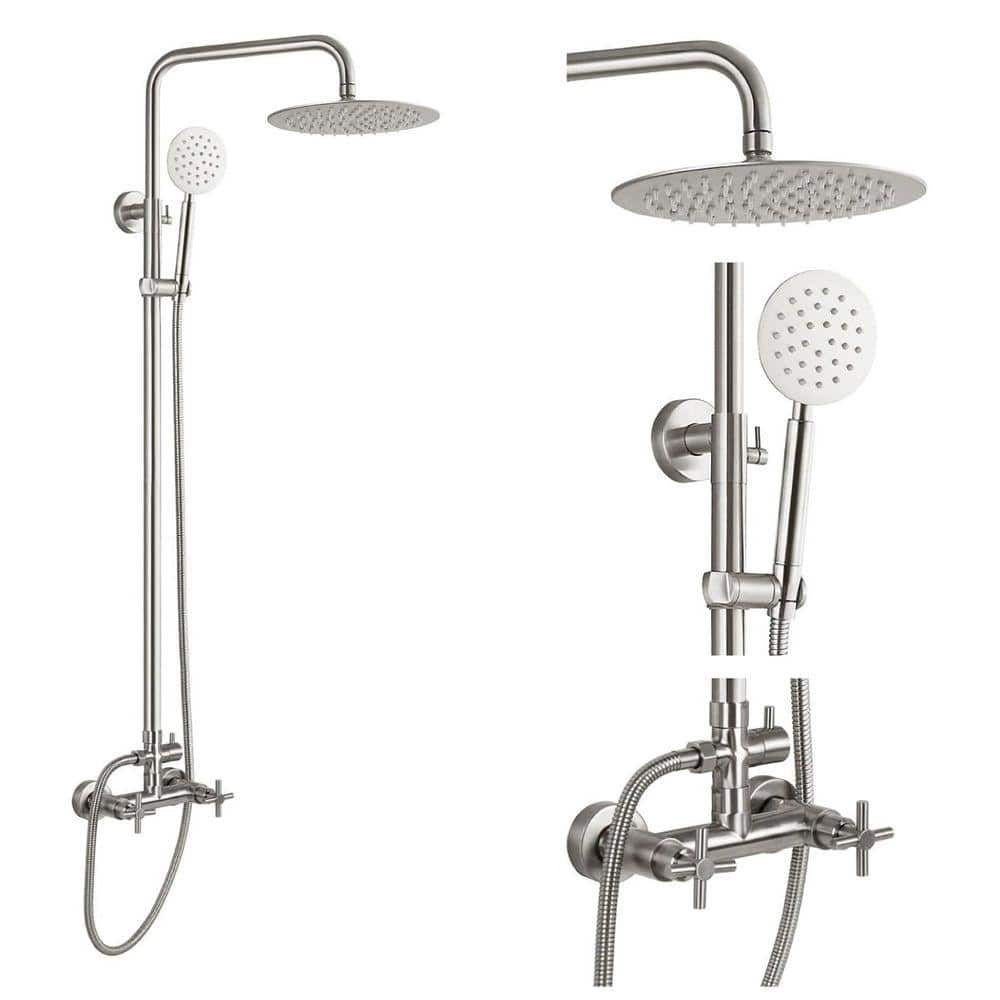 2-spray Wall Mount Dual Shower Head and Handheld Shower Head 1.24 GPM in Brushed Nickel price history on PriceWatchPro