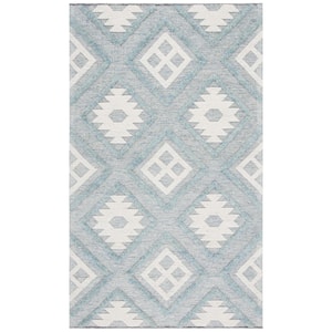 Vermont Blue/Ivory 5 ft. x 8 ft. Geometric Tribal Area Rug