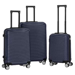 3 Piece Luggage Set Suitcase Spinner Hardshell Lightweight ABS TSA Lock Spinner Carry on (Blue)