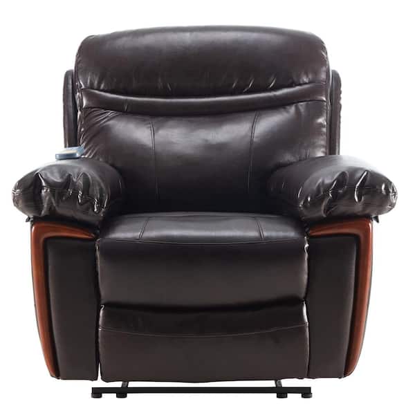 Brown Pu Leather Massage Recliner Sofa, Leather Reclining Sofa With Massage