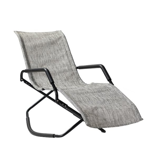 Inner Decor Addy Outdoor Patio Zero Gravity Aluminum Folding Reclining Single Chaise Lounge Chair in Smoke
