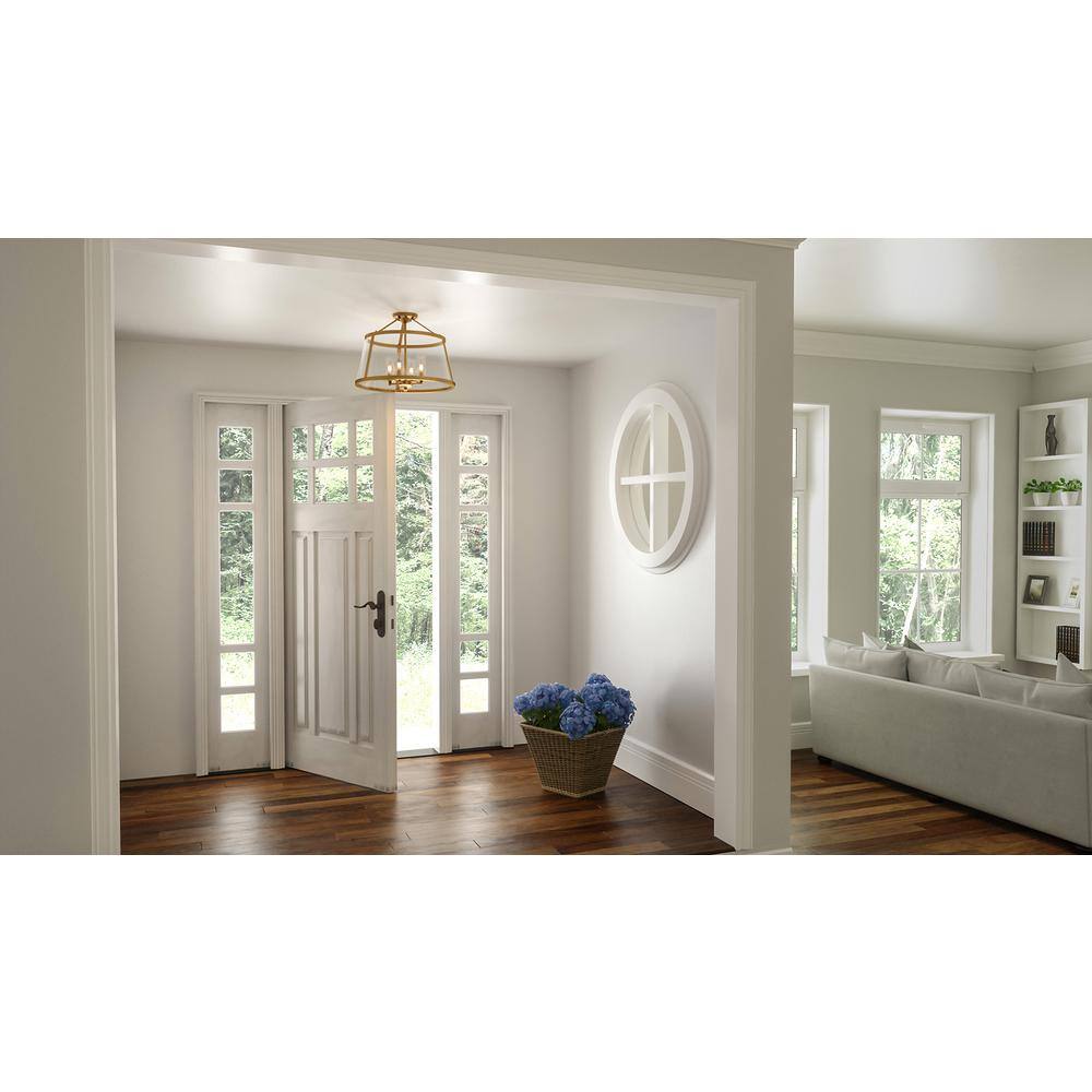 Barlow Transitional 4-Light Semi-Flush Drum Light in Polished Nickel