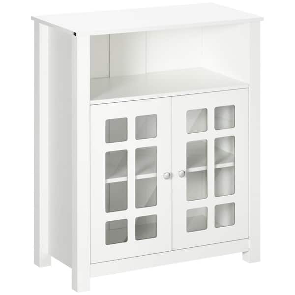 HOMCOM White Buffet with Double Glass Doors
