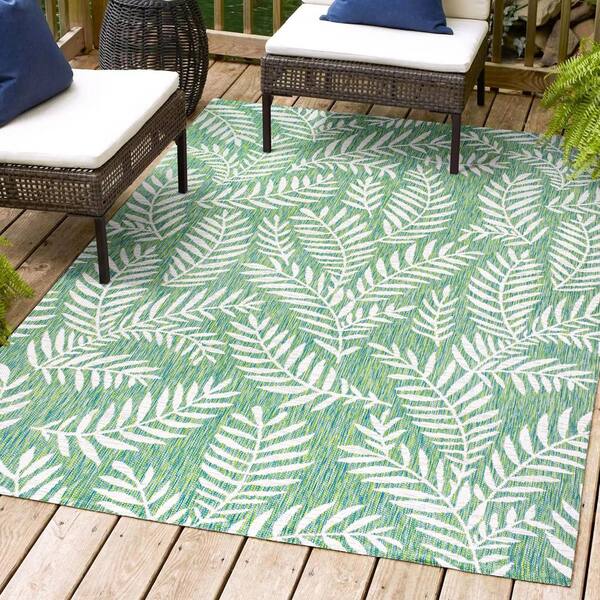 JONATHAN Y Nevis Palm Frond Cream/Green 4 ft. x 6 ft. Indoor/Outdoor Area Rug