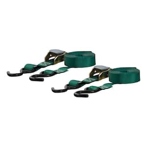 15' Dark Green Cargo Straps with S-Hooks (300 lbs., 2-Pack)