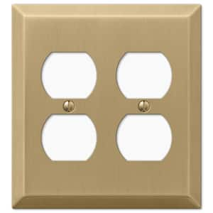 Metallic 2 Gang Duplex Outlet Steel Wall Plate - Brushed Bronze