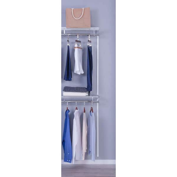 Everbilt Genevieve 6 ft. Birch Adjustable Closet Organizer Double and Long Hanging Rods with Shoe Rack and 5 Shelves, Brown