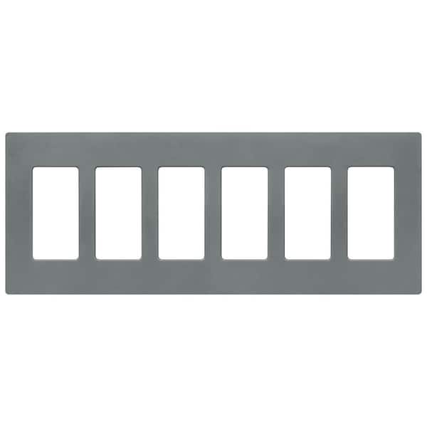 Lutron Claro 6 Gang Wall Plate for Decorator/Rocker Switches, Satin, Slate (SC-6-SL) (1-Pack)