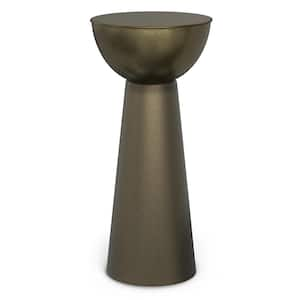 Surrey Contemporary Modern 12 in. Wide Round Metal Side Table in Antique Gold, Fully Assembled