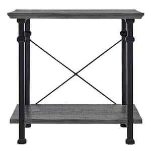 Grove 24 in. Weathered Gray Rectangle Wood Console Table with Shelves