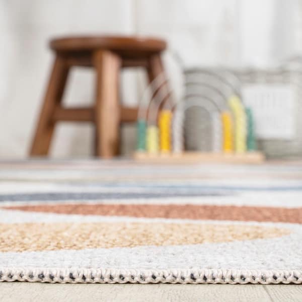 JONATHAN Y Dila Modern Hearts Geometric Machine-Washable Ivory