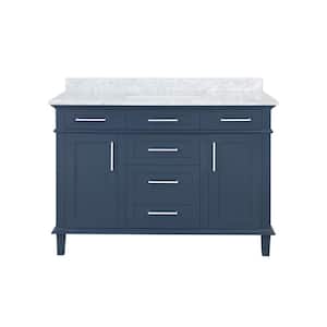 Sonoma 48 in. W x 22 in. D x 34.50 in. H Bath Vanity in Midnight Blue with Carrara Marble Top