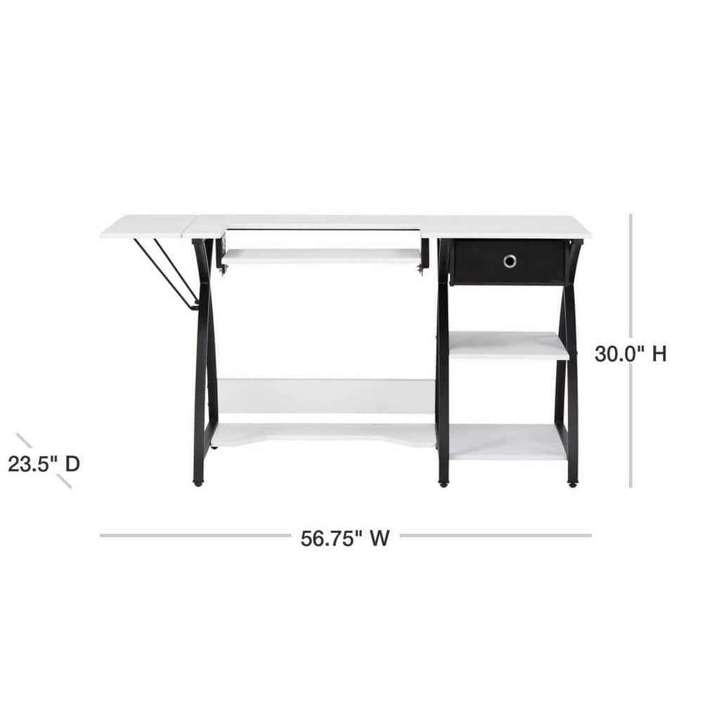 Comet Plus Adjustable Black and White Hobby Desk with Storage