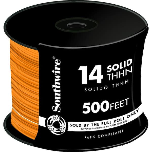 Southwire 500 ft. 14 Orange Solid CU THHN Wire