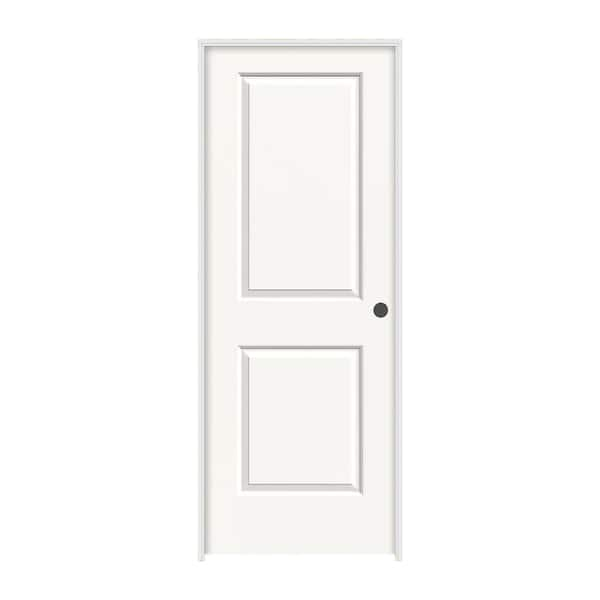 JELD-WEN 24 in. x 80 in. Carrara 2 Panel Left-Hand Solid Core White Painted Molded Composite Single Prehung Interior Door