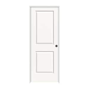 28 in. x 80 in. Carrara 2 Panel Left-Hand Solid Core White Painted Molded Composite Single Prehung Interior Door