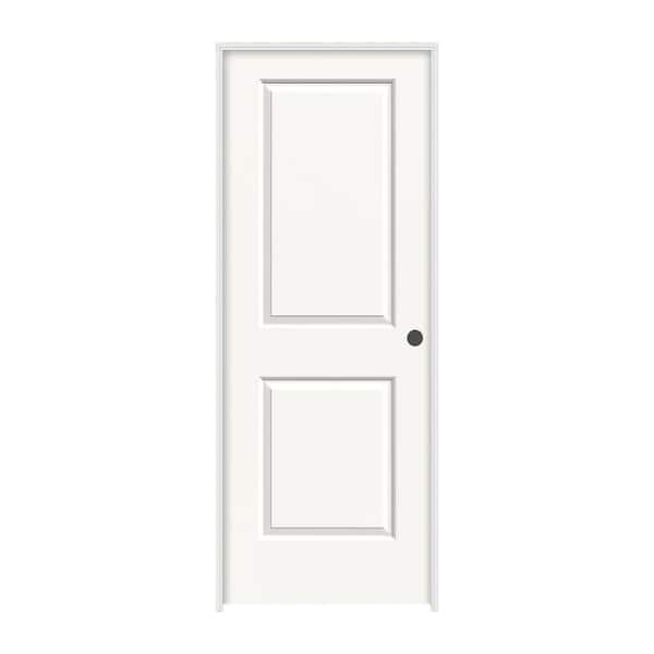 JELD-WEN 28 in. x 80 in. Cambridge White Painted Left-Hand Smooth Solid Core Molded Composite MDF Single Prehung Interior Door