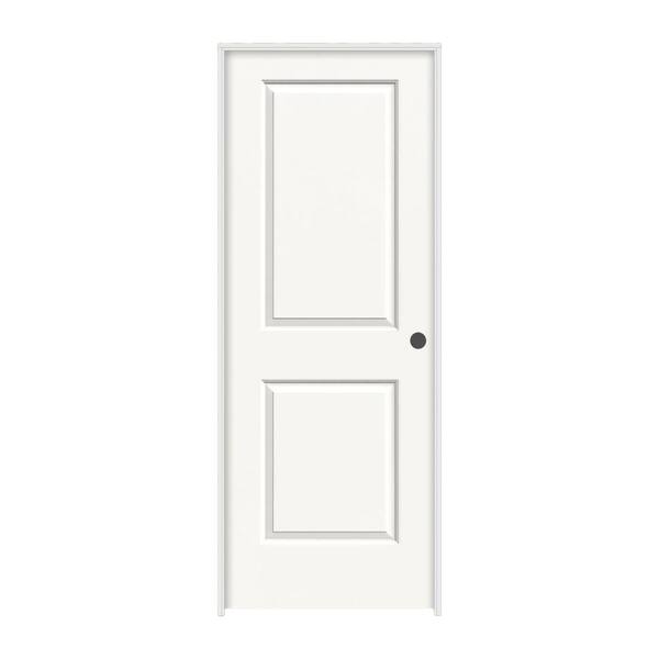 JELD-WEN 32 in. x 80 in. Cambridge White Painted Left-Hand Smooth Solid Core Molded Composite MDF Single Prehung Interior Door