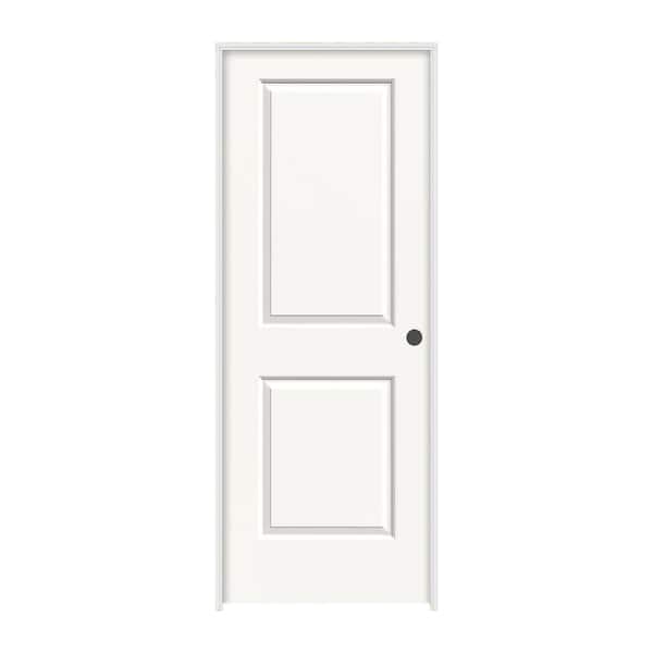 24 in. x 80 in. Carrara 2 Panel Left-Hand Hollow Core White Painted Molded Composite Single Prehung Interior Door