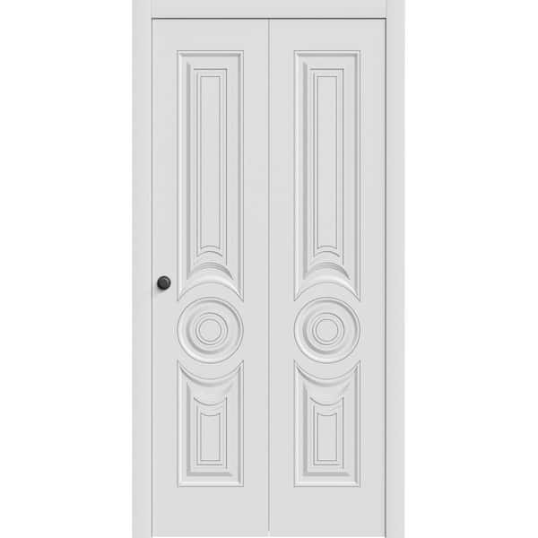 7855 84 in. x 96 in. Sold Core White Enamel Color Wood Bi-fold Door with Hardware