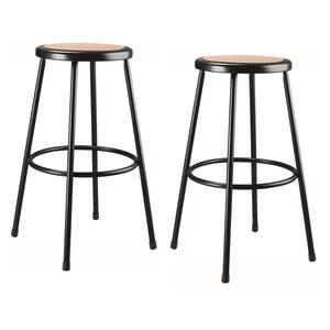 30 in. Black Heavy Duty Steel Frame Stool With Masonite Seat (Pack of 2)