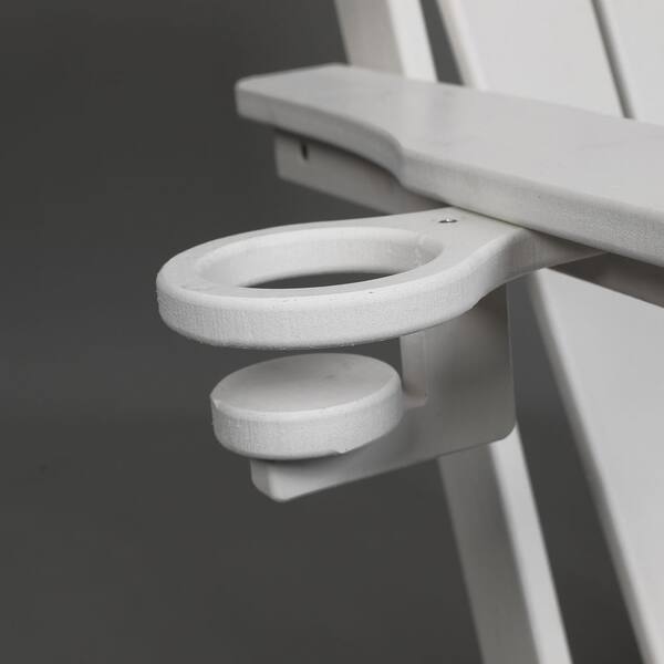White Folding Plastic Adirondack Chair With Cup Holder (2-Pack