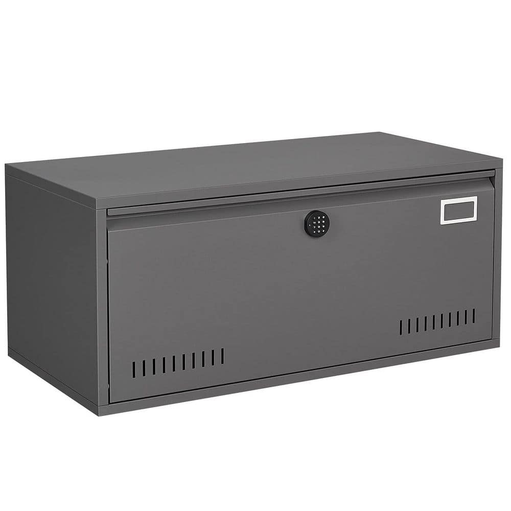 Modern Electronic Digital Lateral Dark Gray File Cabinet with Hanging Rod f