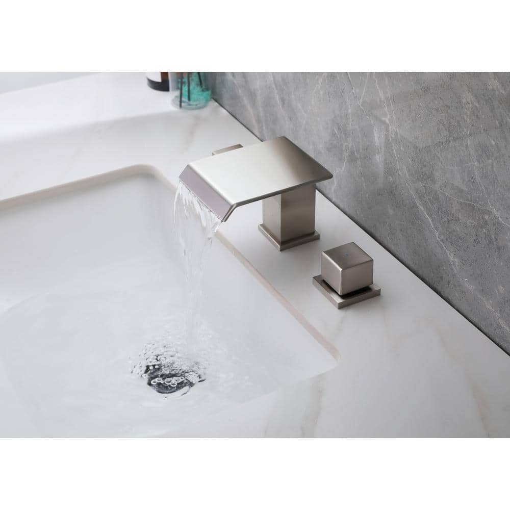 Double Handle 8 in. Combo Kit Bathroom Sink Faucet for 3 Holes Solid Brass 