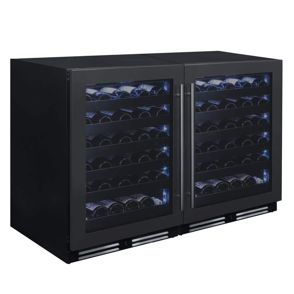 100-Bottle Black Stainless Steel Dual Zone Wine Refrigerator