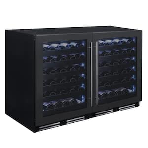 100-Bottle 34 in. Tall Dual Zone Side-by-Side Wine Cellar Cooling Unit in Black Stainless Steel