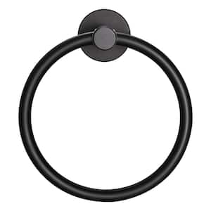 Wall Mounted Round Aluminum Towel Rings Bath Accessory in Matte Black