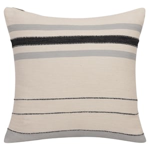 LR Home Textured Neutral Beige / White 20 in. x 20 in. Embroidered Standard Throw  Pillow 2727A8084D9348 - The Home Depot