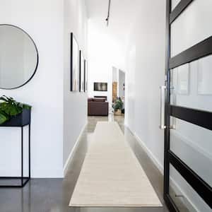 Essentials 2 ft. x 18 ft. Ivory Beige Solid Contemporary Kitchen Runner Indoor/Outdoor Area Rug