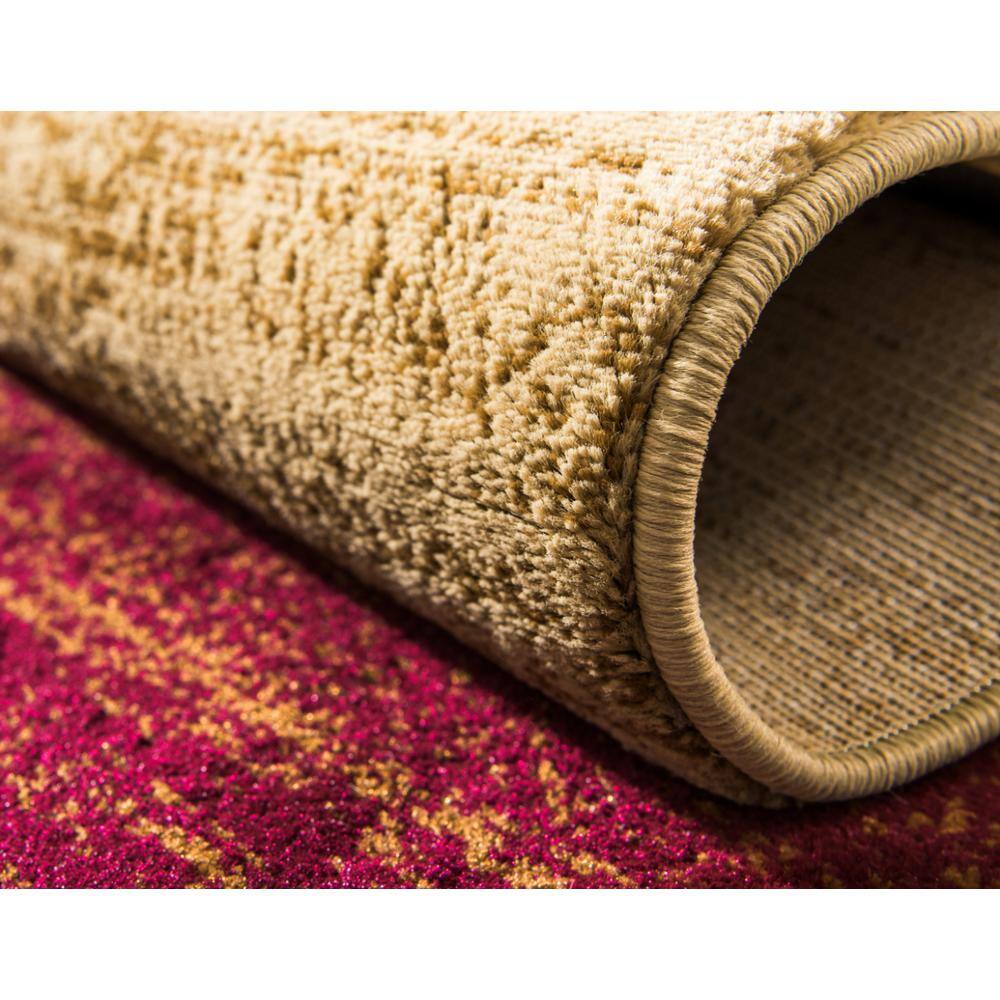 9' x 12' Beige and Burgundy Abstract Area Rug