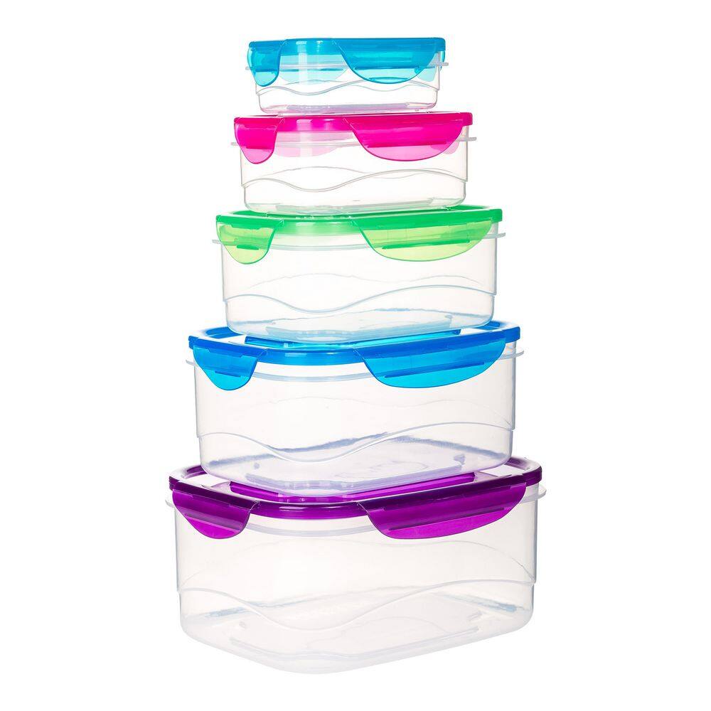 Multicolor BPA-Free Plastic Food Storage Container Set with Locking Lids