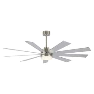 65 in. LED Indoor Nickel Ceiling Fan with Remote