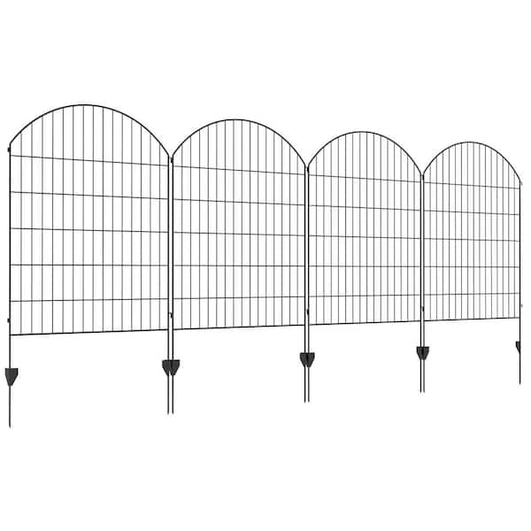 cadeninc 11.4 ft. W x 43 in. H Garden Steel Spaced Picket Arched Top Fence Panels, for Yard,Landscape,Patio,Outdoor Decor,Grids
