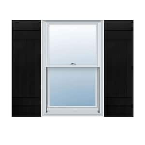 14 in. W x 36 in. H TailorMade Vinyl Four Board Joined (2 Batten) Board and Batten Shutters Pair in Black