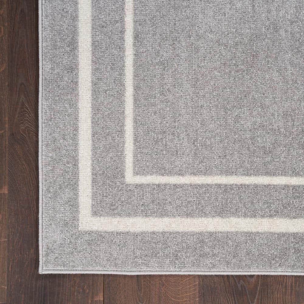 Grey/Ivory 2' x 4' Stain-Resistant Synthetic Area Rug