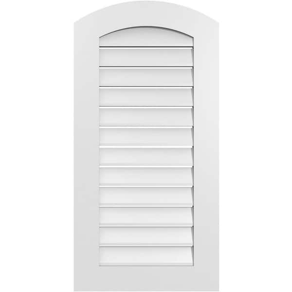 Ekena Millwork 20 in. x 38 in. Arch Top Surface Mount PVC Gable Vent: Decorative with Standard Frame