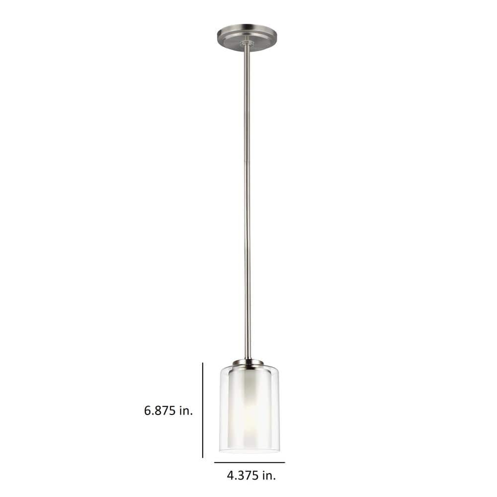 Elmwood Park 4.38" Brushed Nickel Mini-Pendant with Clear Glass