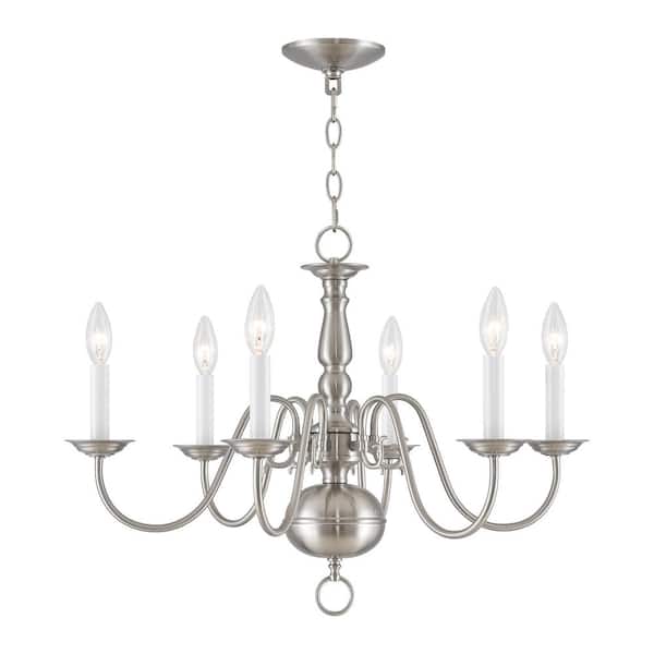 Brushed Nickel 6 Light Chandelier
