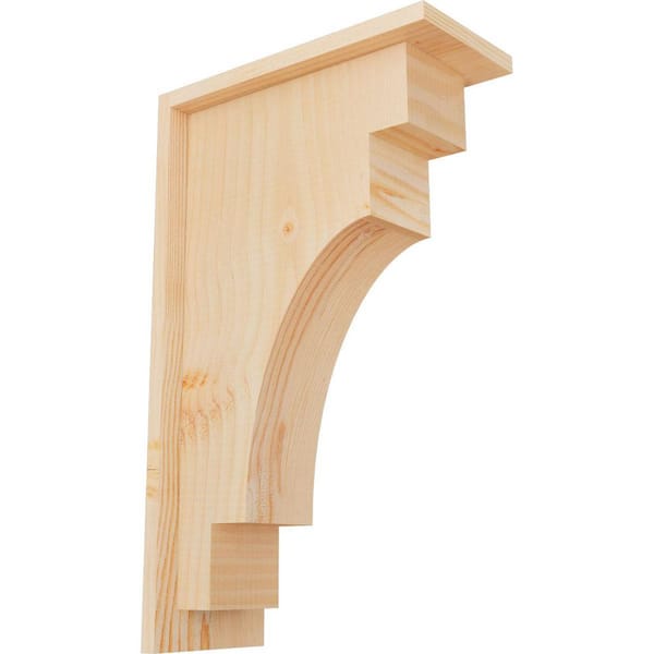 Ekena Millwork 5-1/2 in. x 12 in. x 20 in. Douglas Fir Mediterranean Smooth Corbel with Backplate