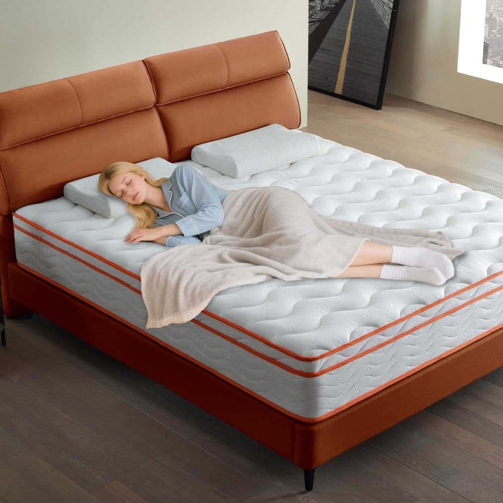 Queen Size Hybrid Medium Firm 12 in. Mattress, Euro Top Cooling-Gel Foam and Pocket Coils, CertiPUR-US, Fiberglass-Free