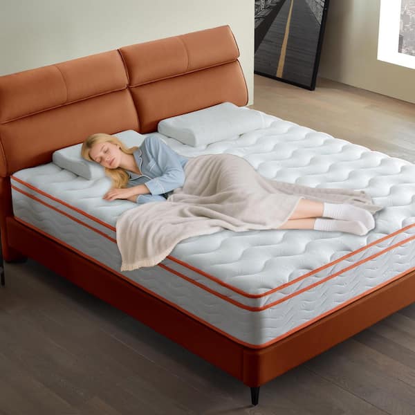 Queen Size Hybrid Medium Firm 12 in. Mattress, Euro Top Cooling-Gel Foam & Pocket Coils, CertiPUR-US, Fiberglass-Free