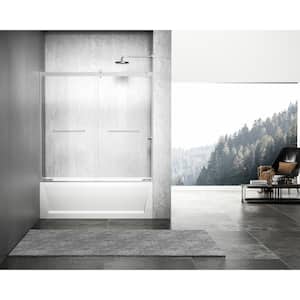 Simply Living 60 in. W x 60 in. H Frameless Sliding Tub Door in Polished Chrome with Clear Glass