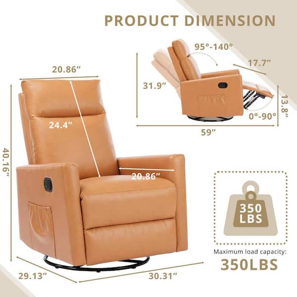 WONDER COMFORT Brown Leather High Back Swivel Recliner Chair