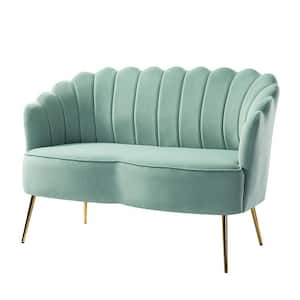 Yeran Velvet 50.2 in. Sage 2-Seats Loveseat with Flower Shaped Back Design