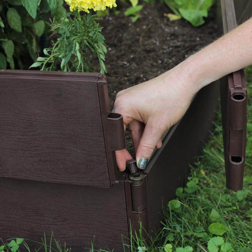Brown Polyethylene Modular Raised Garden Bed Kit, 4' x 4'